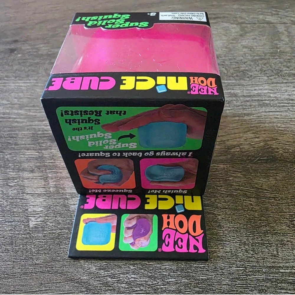 Schylling NeeDoh Nice Cube Pink Super Solid Squish Sensory Fidget Toy New
